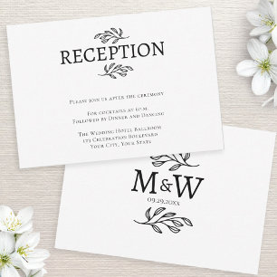 Wedding Couple Monogram Initials Reception Card