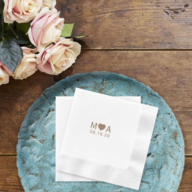 Wedding Couple Monogram Love Heart Napkin (Creator Uploaded)