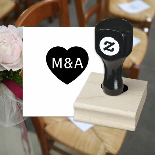 Wedding Couple Monogram Love Heart Rubber Stamp