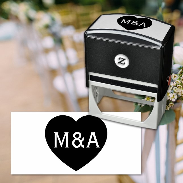Wedding Couple Monogram Love Heart Self-inking Stamp (Creator Uploaded)