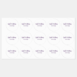 Wedding couple. Name date purple simple minimal mo