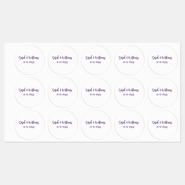 Wedding couple. Name date purple simple minimal mo (Sheet)