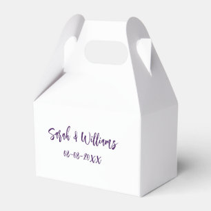 Wedding couple. Name date purple simple minimal mo Favour Box