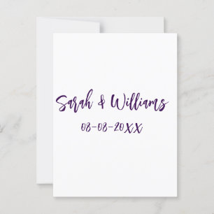 Wedding couple. Name date purple simple minimal mo Postcard