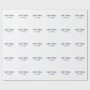 Wedding couple. Name date purple simple minimal mo Wrapping Paper