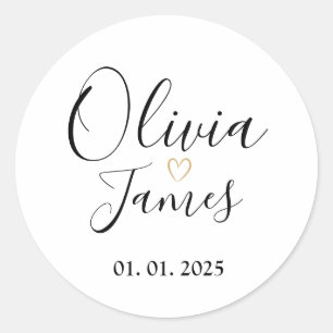 Wedding Couple Name Labels   Round White 