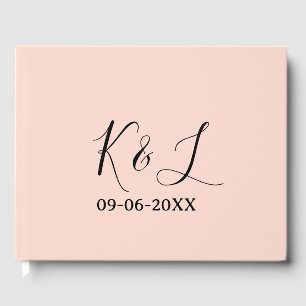 Wedding couple name letter date red pastel backgro guest book