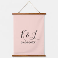 Wedding couple name letter date red pastel backgro
