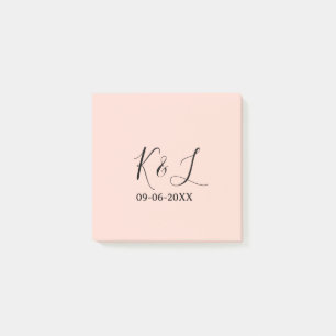 Wedding couple name letter date red pastel backgro post-it notes