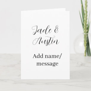 Wedding couple name message date romantic elegant card