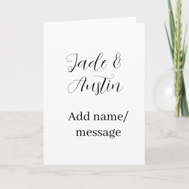 Wedding couple name message date romantic elegant  card (Front)