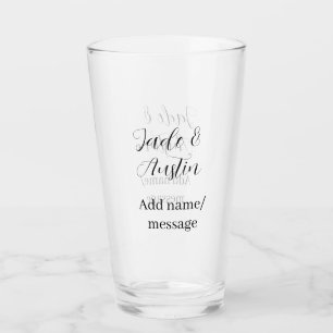 Wedding couple name message date romantic elegant glass