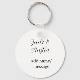 Wedding couple name message date romantic elegant  key ring