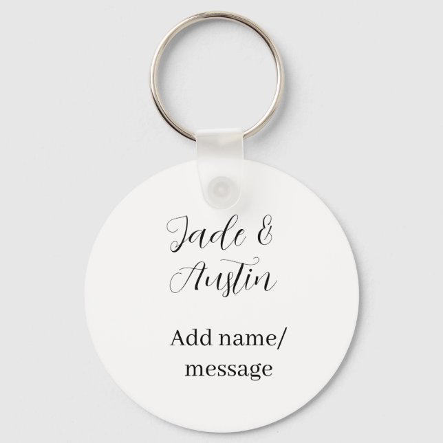 Wedding couple name message date romantic elegant  key ring (Front)