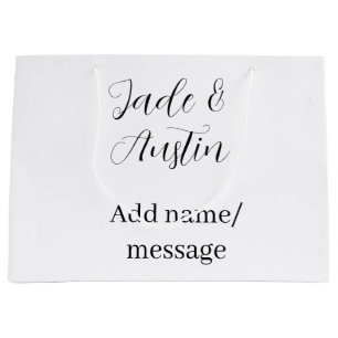 Wedding couple name message date romantic elegant large gift bag