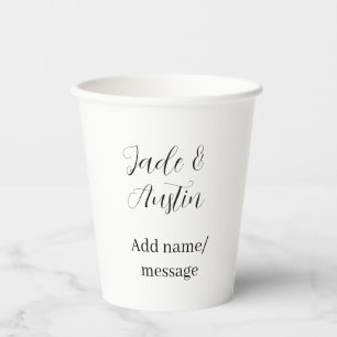 Wedding couple name message date romantic elegant  paper cups