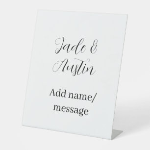Wedding couple name message date romantic elegant  pedestal sign