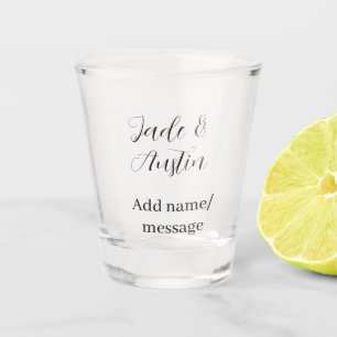 Wedding couple name message date romantic elegant shot glass