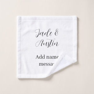 Wedding couple name message date romantic elegant wash cloth