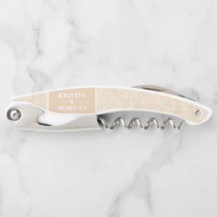 Wedding Couple Names Damask Pattern Corkscrew