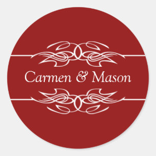 Wedding Couple Names Invitations Dark Red Seals