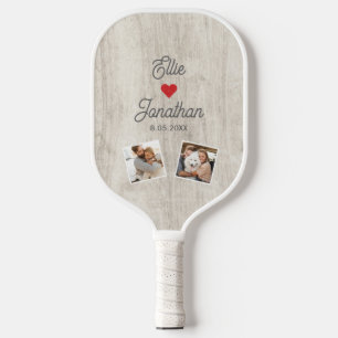 Wedding Couple Names Photos Date Heart Custom Text Pickleball Paddle