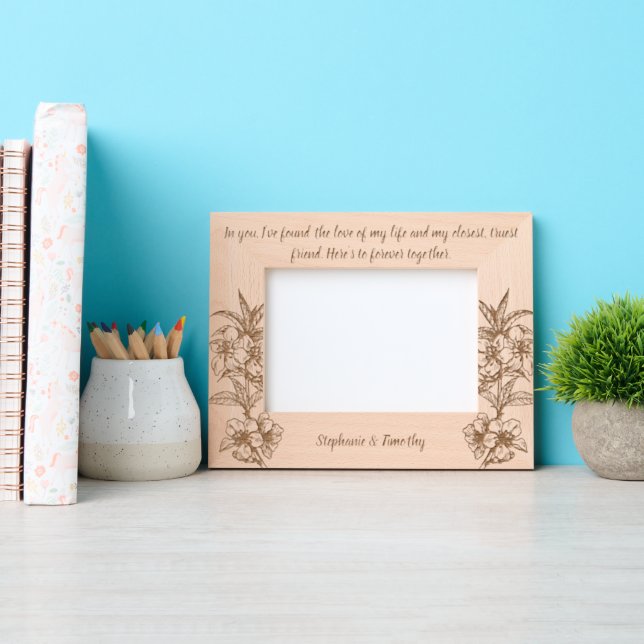 Wedding Couple Names with Quote Etched Frames (Front)