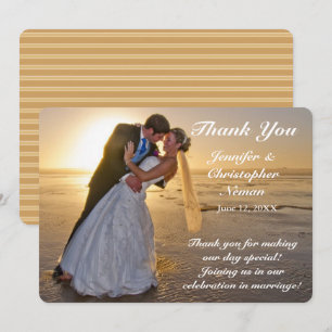 Wedding Couple on Sunset Beach Thank You Card