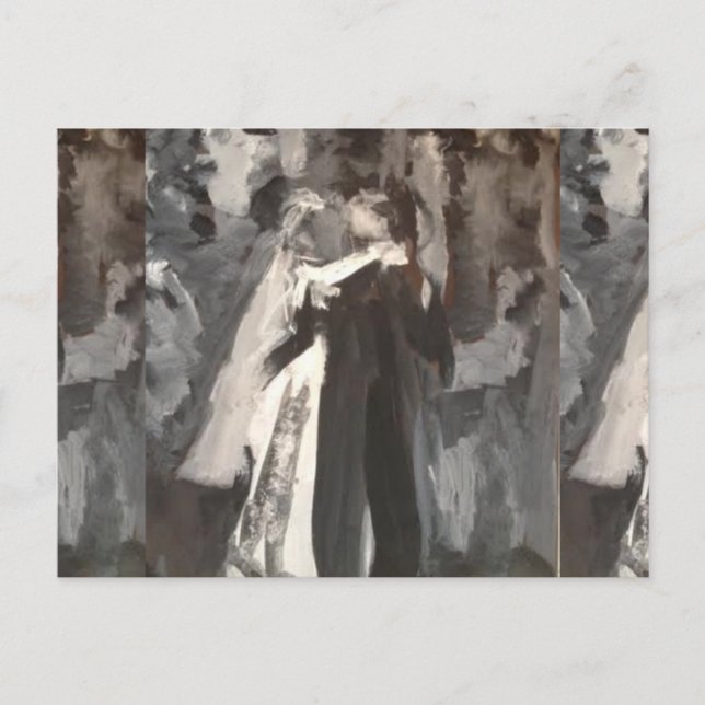 Wedding Couple Painting Wedding Postcard (Front)