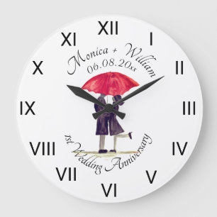 Wedding couple Paper Anniversary Roman Numbers  Large Clock