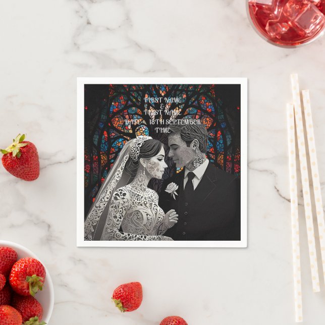 Wedding couple personalised gift ideas napkin (Insitu)