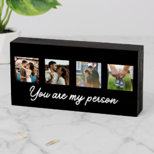 Wedding Couple Photo Collage Anniversary Wooden Box Sign