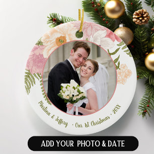  Wedding Couple Photo First Christmas  Ornament