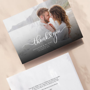 Wedding Couple Photo Hand-Lettered Script Thank You Card