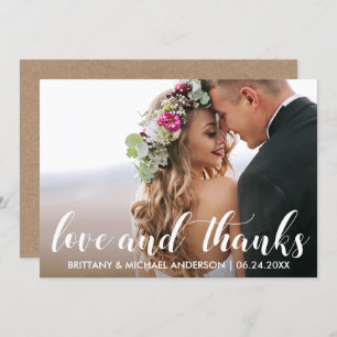Wedding Couple Photo Love and Thanks Card Kraft