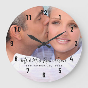 Wedding Couple Photo Personalised Large Clock