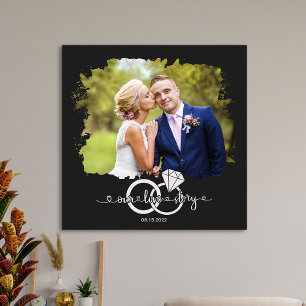 Wedding Couple Photo Watercolor Our Love Story Canvas Print