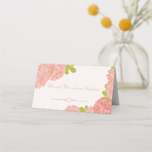 Wedding Couple Pink Dahlia Place Card