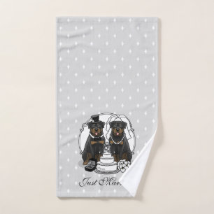 Wedding Couple Rottweilers Bride and Groom Dogs Bath Towel Set