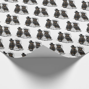 Wedding Couple Rottweilers Bride and Groom Dogs Wrapping Paper