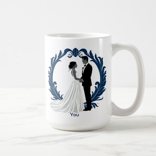 Wedding Couple Silhouette Holding Hands Coffee Mug (Right)