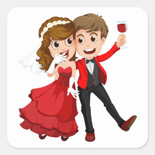 Wedding Couple Square Sticker