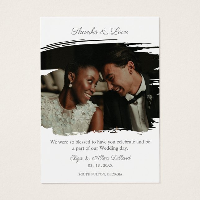 Wedding Couple to Thank Guests on Simulated Brush (Front)