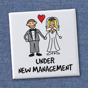 Wedding Couple - Under New Management 15 Cm Square Badge