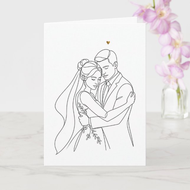 Wedding couple, wedding day card (Orchid)