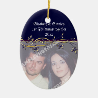 Wedding Couple's 1st Christmas photo Ornament