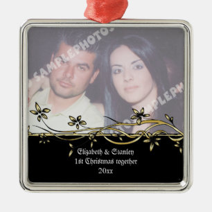 Wedding Couple's 1st Christmas photo Ornament