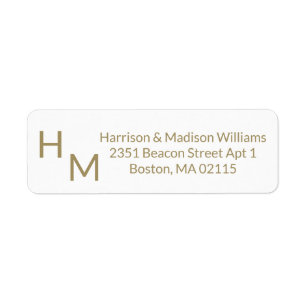 Wedding couple's monogram initials Return Address  Label