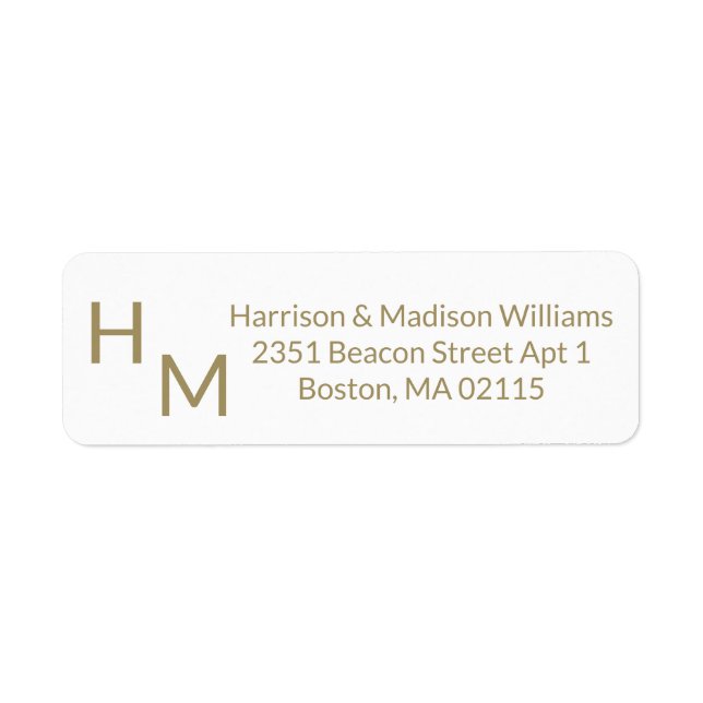 Wedding couple's monogram initials Return Address  Label (Front)
