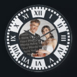 Wedding Couple's Photo Antique Style Clock<br><div class="desc">Roman Numeral Clock in old paper patina textures - add your own photo of a favourite memory to the centre. Great for wedding anniversaries,  birthdays.</div>